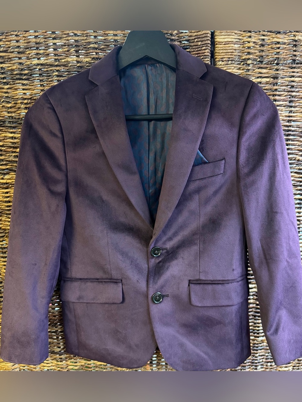 Lauren Ralph Lauren-Youth Purple Velvet Blazer - Two-Button Jacket-Size:10R